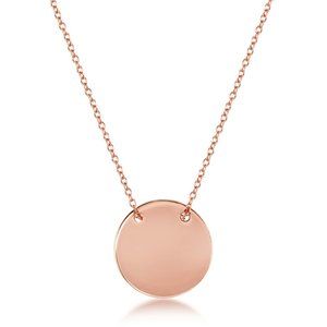 Rose Gold Sterling Silver Engravable Disc Necklace